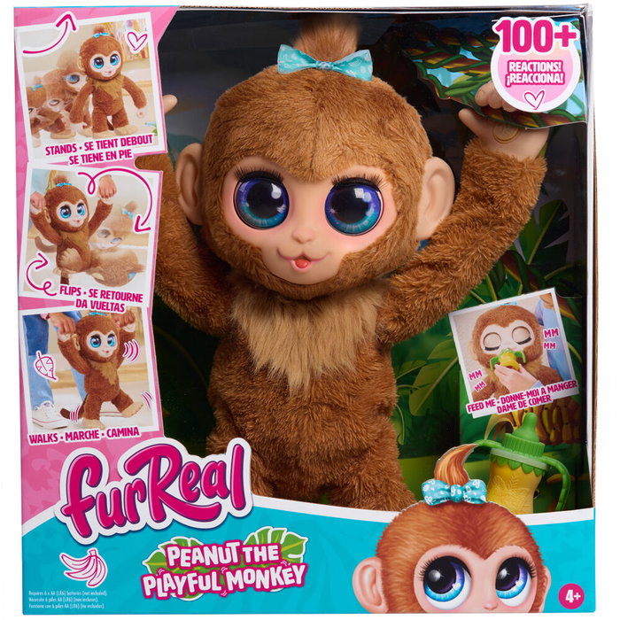 Furreal Friends FUR0886144281136 Peanut the Monkey Juguete Interactivo con Más de 100 Reacciones, Caminar, Equilibrarse y Abrazarse