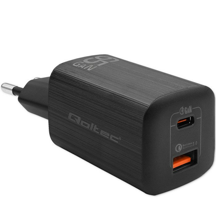 Qoltec GaN ULTRA 65W Negro