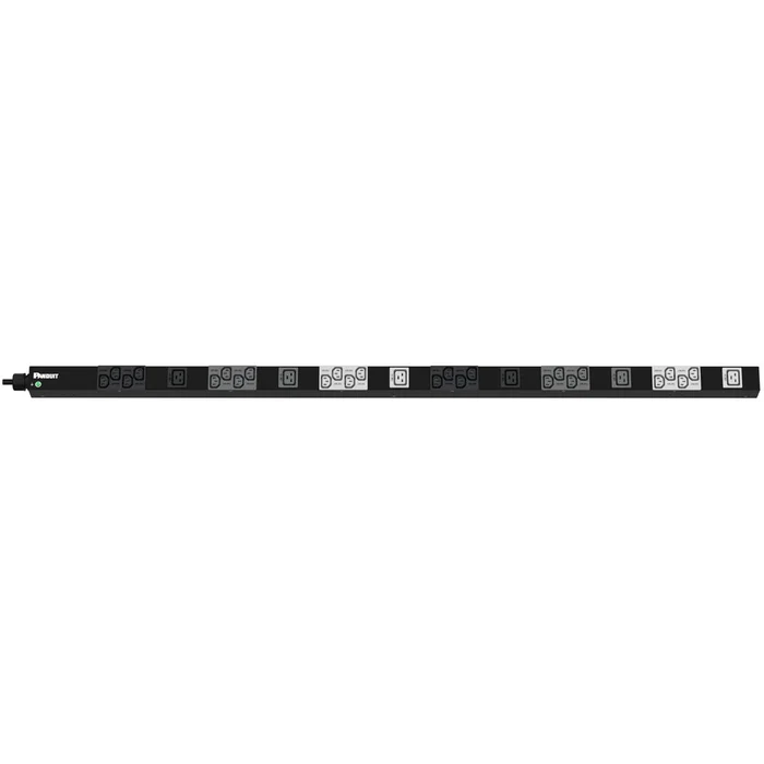 Panduit P30B13M Regleta / PDU de Distribución de Energía Básica, Trifásica, Montaje Vertical, 30 Salidas AC (C13/C19), 16A, 230V, 3m Cable, Negro