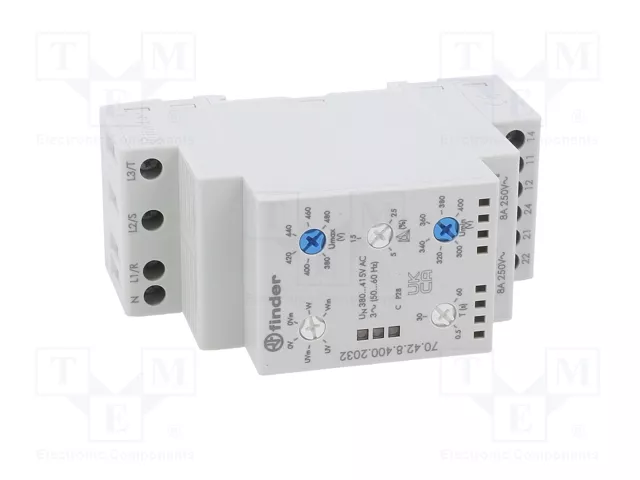 FINDER Relé de monitorización de tensión DPDT 3x380...415V AC