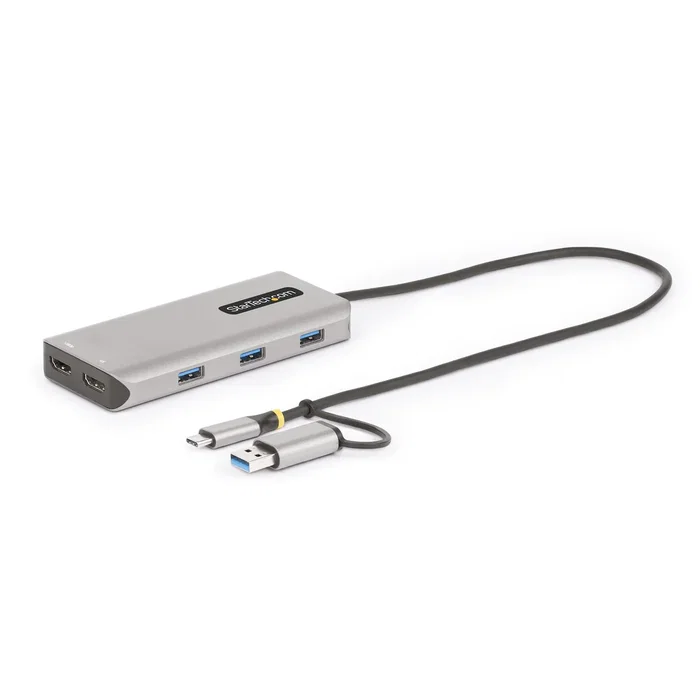 StarTech 167B-USBC-MULTIPORT Adaptador Multipuerto USB-C con Dual HDMI 4K30Hz, 3 Puertos USB-A y Dongle USB-C a USB-A - Compatible con macOS/Windows/ChromeOS y MacBooks M1/M2/M3