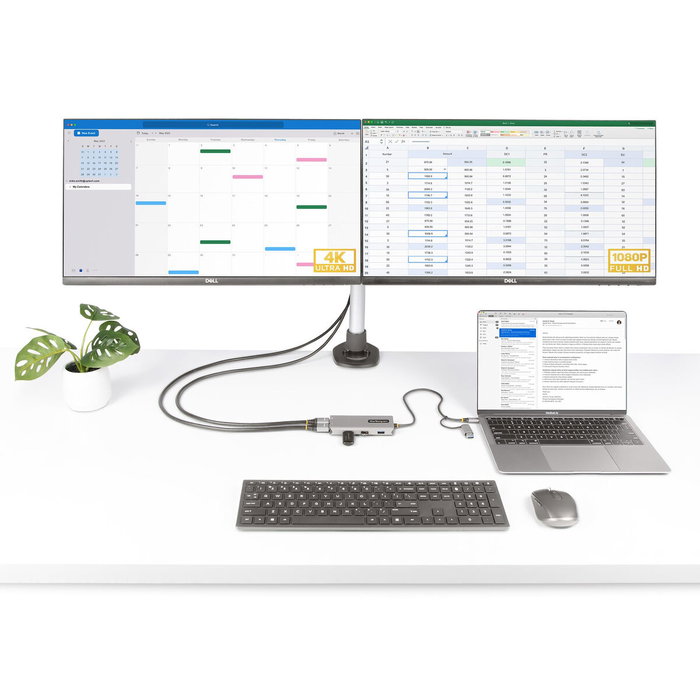 StarTech.com Adaptador Multipuerto con Doble HDMI y 3 Puertos USB-A, Plata