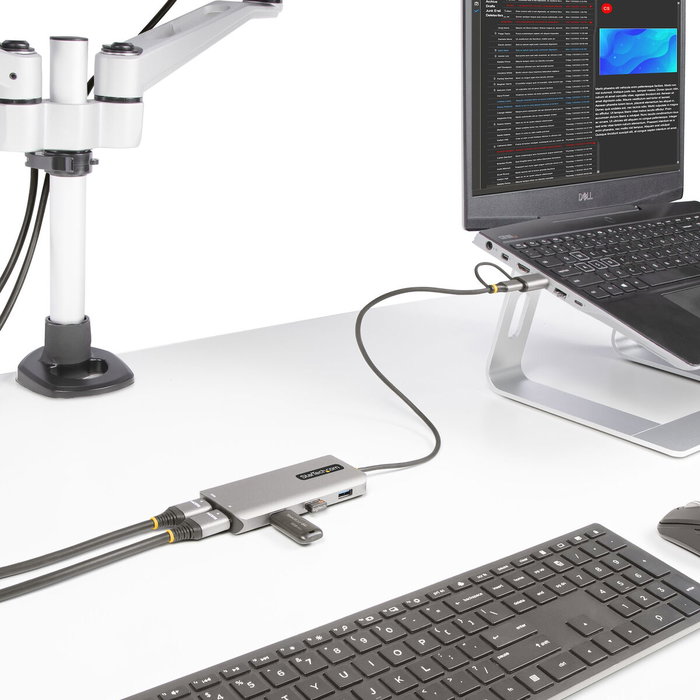 StarTech.com Adaptador Multipuerto con Doble HDMI y 3 Puertos USB-A, Plata