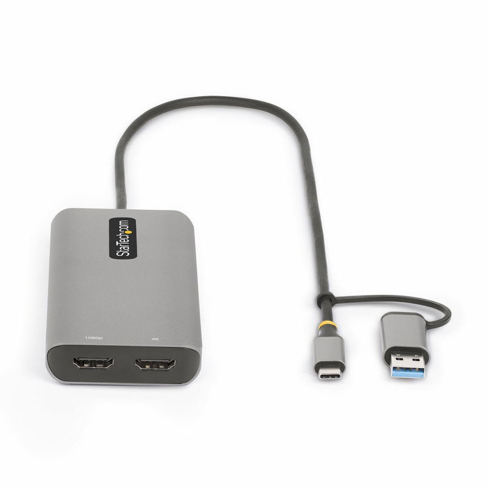 StarTech.com Adaptador Multipuerto con Doble HDMI y 3 Puertos USB-A, Plata