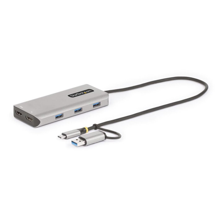 StarTech.com Adaptador USB-C Multiport con Dongle USB-C a USB-A, Doble HDMI (4K30Hz/1080p60Hz), 3 puertos USB-A, Mini