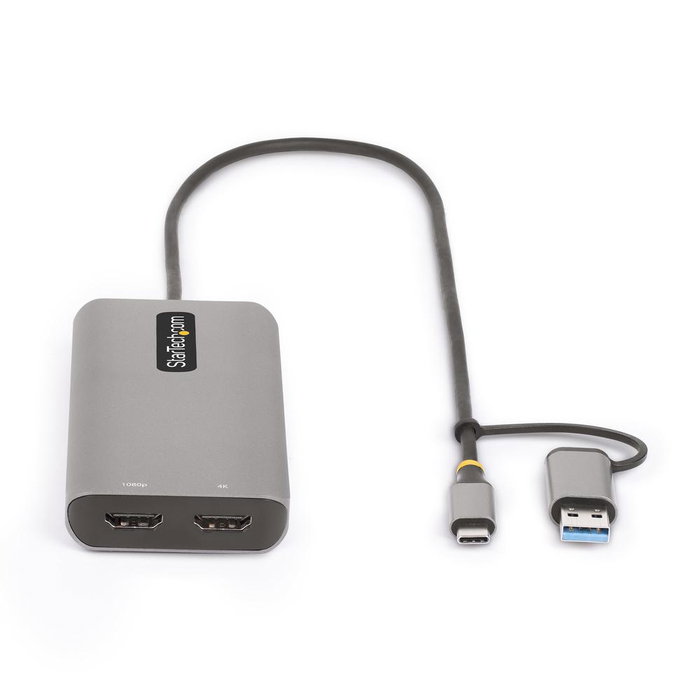 StarTech.com Adaptador USB-C Multiport con Dongle USB-C a USB-A, Doble HDMI (4K30Hz/1080p60Hz), 3 puertos USB-A, Mini