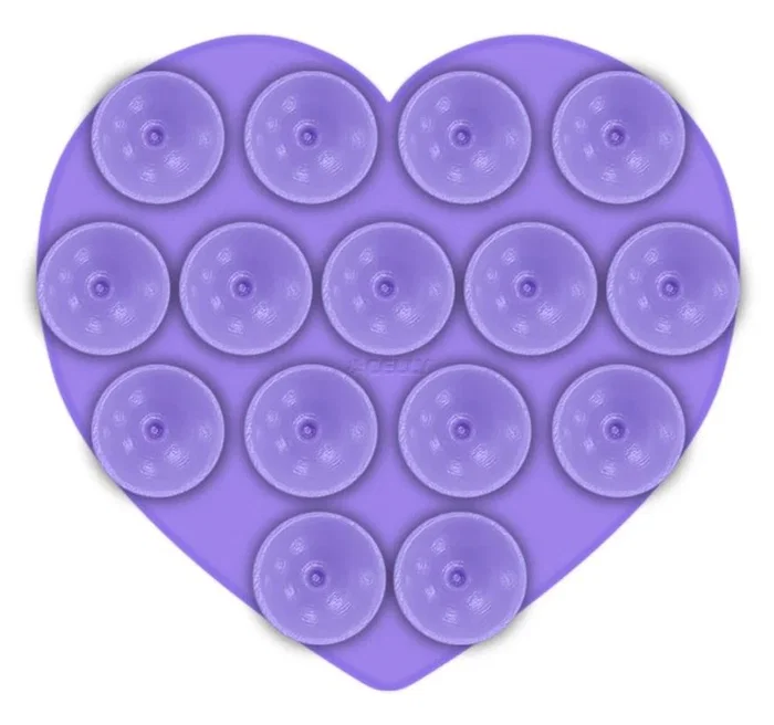 Celly FIXHEART Soporte con Ventosa para Teléfono en Forma de Corazón, Color Violeta, Material Silicona, Universal, 1 Pieza