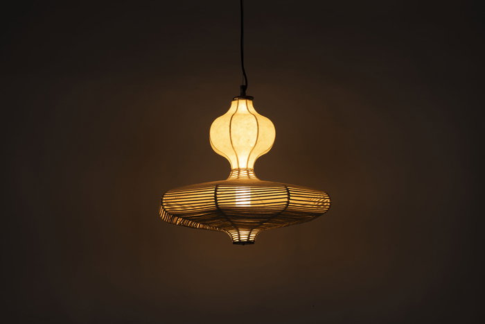 DKD Home Decor Lámpara de Techo Papel y Acero 50x50x40,6 LED Natural