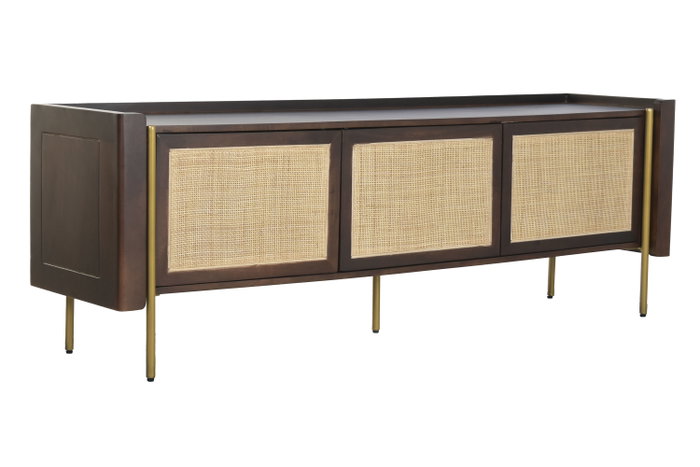 DKD Home Decor Mueble TV Sixti Bala Mango y Fibra Marrón Oscuro DKD Home Decor Mueble TV Sixti Bala Mango y Fibra Marrón Oscuro