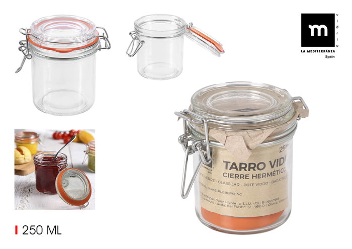 La Mediterranea Tarro Hermético Vidrio Clip 250 ml (Pack de 24 Unidades) La Mediterranea Tarro Hermético Vidrio Clip 250 ml (Pack de 24 Unidades)