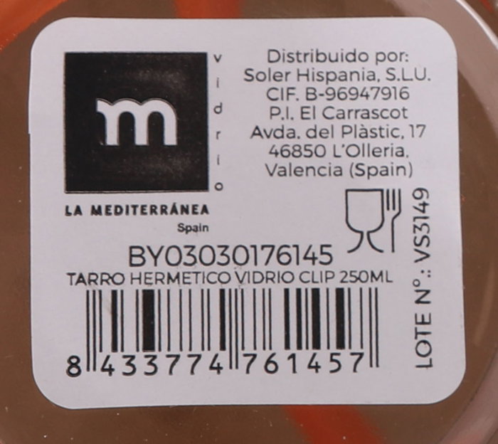 La Mediterranea Tarro Hermético Vidrio Clip 250 ml (Pack de 24 Unidades)