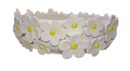 DKD Home Decor Centro de Mesa Cerámica Margaritas Blanco y Amarillo