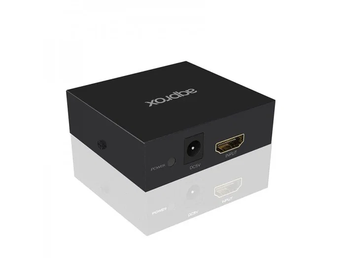 Approx appC30V2 Splitter HDMI 2 Puertos (1x2), Distribuidor de Señal HD 1080p, 4K Upscaling, 3D, Compatible HDCP, Caja Metálica, Portátil