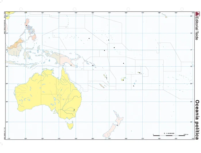 Teide Mapa mudo Oceanía político Din A4