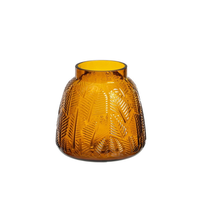 Jarrón Ambar Vidrio 15 x 15 x 15 cm Jarrón Ambar Vidrio 15 x 15 x 15 cm