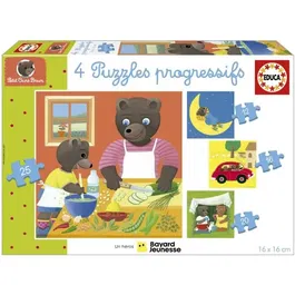 Educa Osito Pardo 8412668198845 Puzzle 4 Puzzles Progresivos Niños 12 a 25 Piezas 3 Años