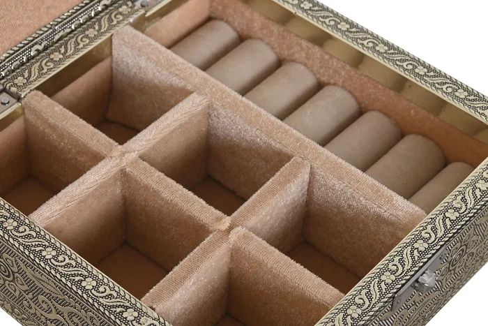 DKD Home Decor Joyero Indio Champan Blanco 18 x 6 x 18 cm