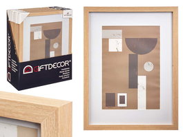 Giftdecor Portafoto Pared Madera Paspartu 21x30 cm Natural Horizontal y Vertical (Set de 6)