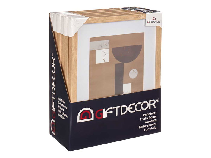 Giftdecor Portafoto Pared Madera Paspartu 21x30 cm Natural Horizontal y Vertical (Set de 6)