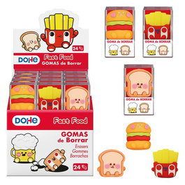 Goma De Borrar Fast Food Surtido Expositor De 24 (3 Mod.)