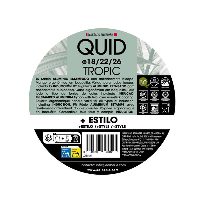 Set 3 Sartenes Aluminio Estampado Tropic Quid 18-22-26 cm