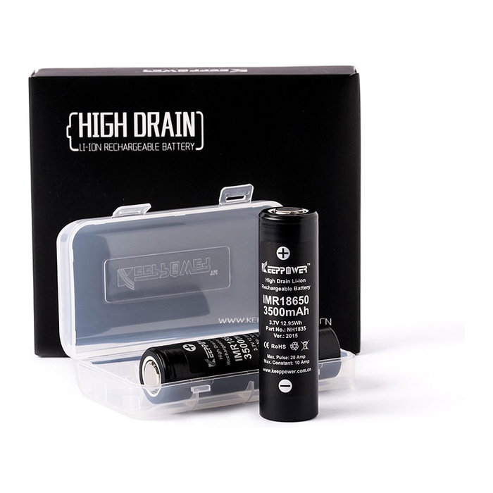 ALLNET IMR18650 Batería Recargable 18650 3.7V 3500mAh, 2 Piezas - Negro/Plata, CE RoHS