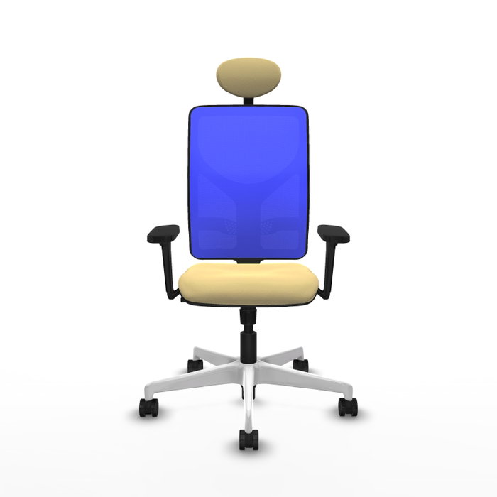PIQUERAS Y CRESPO Silla de oficina Motilla con mecanismo Sincro, Azul y Crema