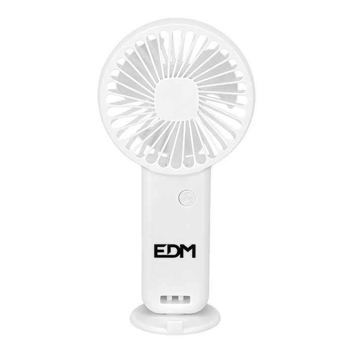 Edm Ventilador de Mano Recargable USB-C con Base Extraíble y Soporte para Smartphone, 3 Velocidades, 1h Autonomía, 400 mAh, Expositor de 25 uds Edm Ventilador de Mano Recargable USB-C con Base Extraíble y Soporte para Smartphone, 3 Velocidades, 1h Autonomía, 400 mAh, Expositor de 25 uds