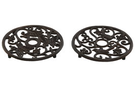 DKD Home Decor Salvamantel Negro Marron Hierro Colado 19.5 x 1.5 x 19.5 cm (6 Unidades)