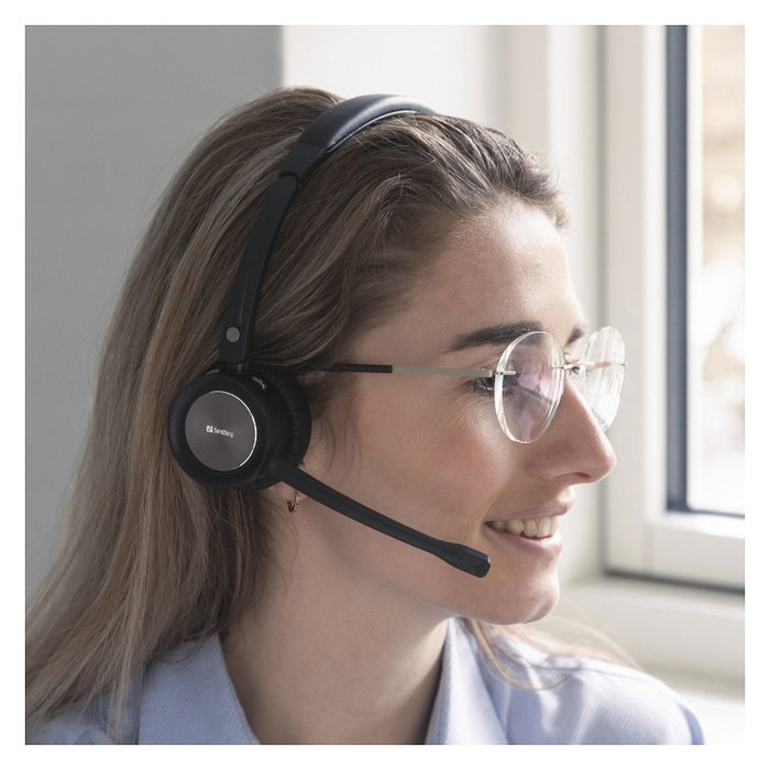Sandberg Wireless Office Headset Pro+ Negro con Micrófono Boom Sandberg Wireless Office Headset Pro+ Negro con Micrófono Boom