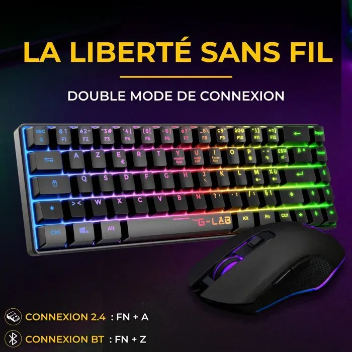 The G-Lab COMBO HYDRO THE3760162053616 - Combo 2 en 1 Teclado Membrana Inalámbrico Silencioso y Ratón Negro
