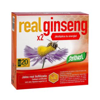 Santiveri Realginseng 2 X 20Viales - Complemento Alimenticio con Jalea Real, Ginseng y Vitaminas del Grupo B - Reducir Cansancio y Fatiga - 40 viales Santiveri Realginseng 2 X 20Viales - Complemento Alimenticio con Jalea Real, Ginseng y Vitaminas del Grupo B - Reducir Cansancio y Fatiga - 40 viales