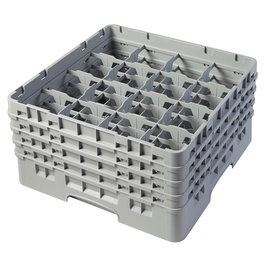 CAMBRO Cesta de lavado 16 comp. 4 alturas Gris claro