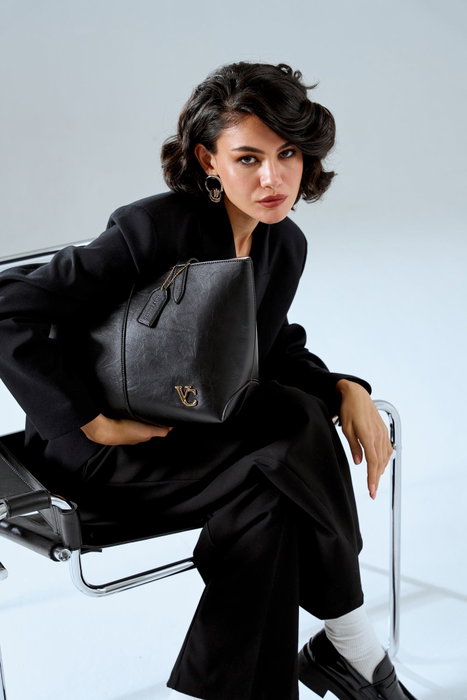Vince Camuto Bolso Savona Negro Piel de Polivinilo 38x14x27.5 cm Vince Camuto Bolso Savona Negro Piel de Polivinilo 38x14x27.5 cm