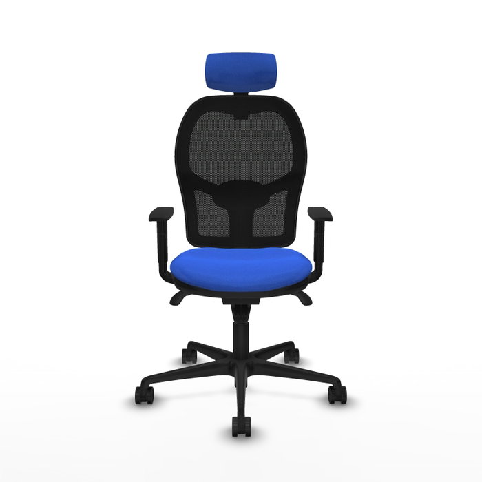 PIQUERAS Y CRESPO Silla de oficina Jorquera con mecanismo Sincro, Tela Azul y Malla Negra PIQUERAS Y CRESPO Silla de oficina Jorquera con mecanismo Sincro, Tela Azul y Malla Negra