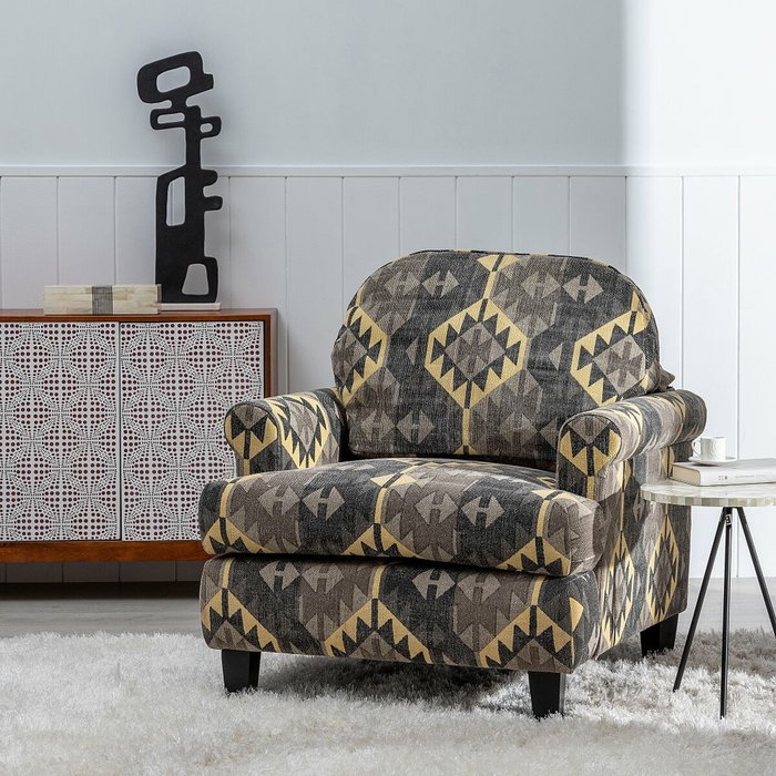 Ixia Sillón Negro-taupe en Tejido y Madera