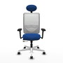 PIQUERAS Y CRESPO Silla de oficina Zulema con mecanismo Sincro/Traslack, Azul y Blanco