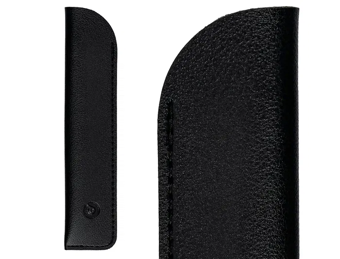 Belius Pluma Space B y Funda de Similpiel, Negro, Tinta Azul, Caja de Diseño Minimalista, Bolígrafo con Estilo