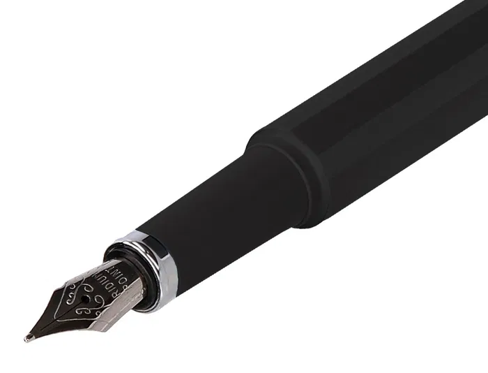 Belius Pluma Space B y Funda de Similpiel, Negro, Tinta Azul, Caja de Diseño Minimalista, Bolígrafo con Estilo