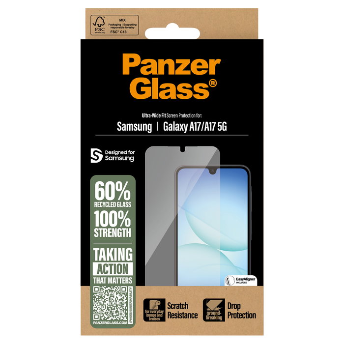 PanzerGlass Protector de pantalla Ultra-Wide Fit para Samsung Galaxy A17 / A17 5G