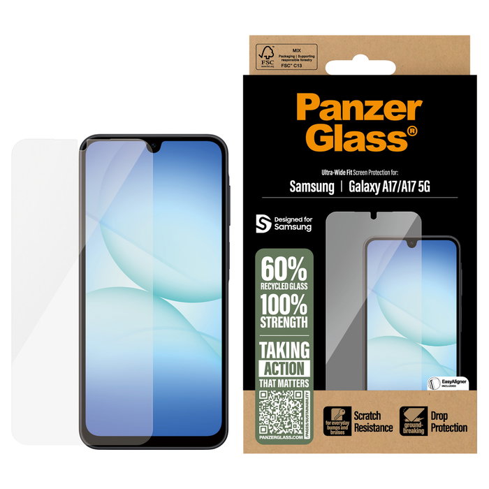 PanzerGlass Protector de pantalla Ultra-Wide Fit para Samsung Galaxy A17 / A17 5G
