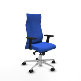 PIQUERAS Y CRESPO Sillón Albacete con Mecanismo Sincro, Tela Azul y Base Aluminio