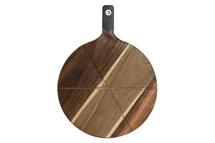 DKD Home Decor Set de 3 Tablas de Cortar de Acacia e Inox para Pizza
