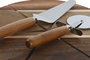 DKD Home Decor Set de 3 Tablas de Cortar de Acacia e Inox para Pizza