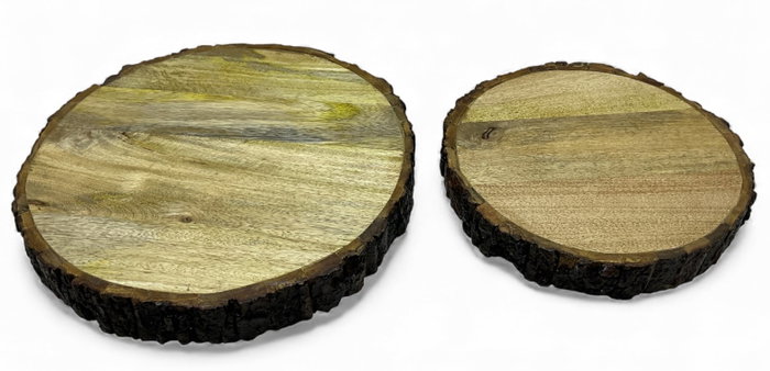 DKD Home Decor Set de 2 Centros de Mesa de Acacia Tronco Natural 36x36x4 cm