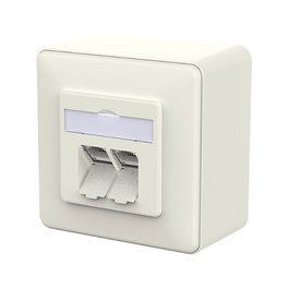 METZ CONNECT Toma de conexión E-DAT C6A LSA++ RJ-45 de 2 puertos, Blanco