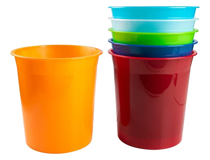 Q-connect Papelera de plástico azul translucido, 13 litros, 275x285 mm