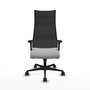 Sillón Albacete con mecanismo Sincro tapizada con Tela color Gris claro y malla color Negro. Equipado con Base nailon negra, Brazos 1D y Ruedas 65mm nailon