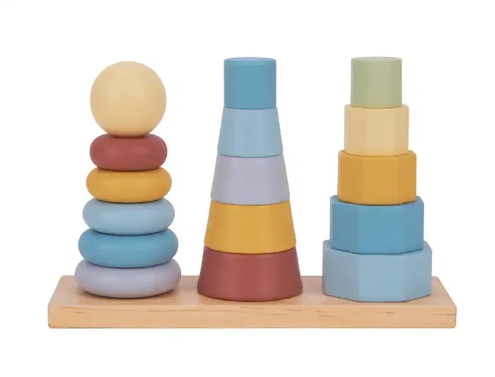 Imaginovo Torre de Formas Apilables Madera Infantil +18 Meses 17 Piezas 28x20x9cm Juguete Educativo