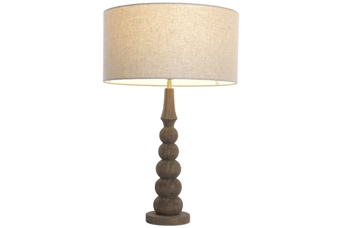 DKD Home Decor Lampara Sobremesa Balines Marron Beige 45 x 71 x 45 cm Lino E27 50W